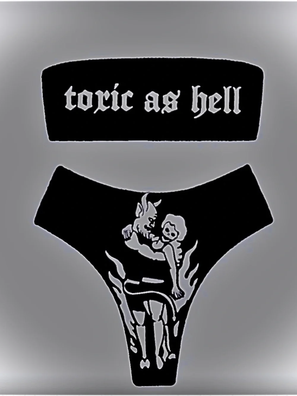Toxic As Hell Black & grey printed Girls' Bikini Bottoms